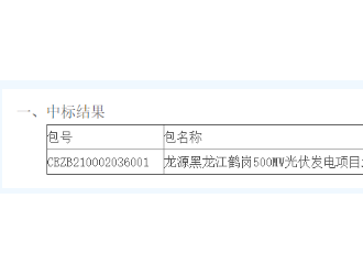 龍源電力黑龍江鶴崗500MW光伏北區逆變器采購中標結果公示