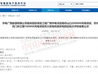華電集團(tuán)1092MW風(fēng)電項目開標(biāo)，這三家整機商瓜分！